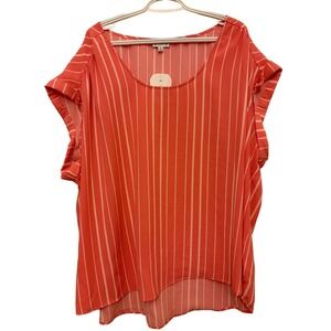 Wonderly Coral Pink and White Striped Short Sleeve AirFlow To Size 4X NWT